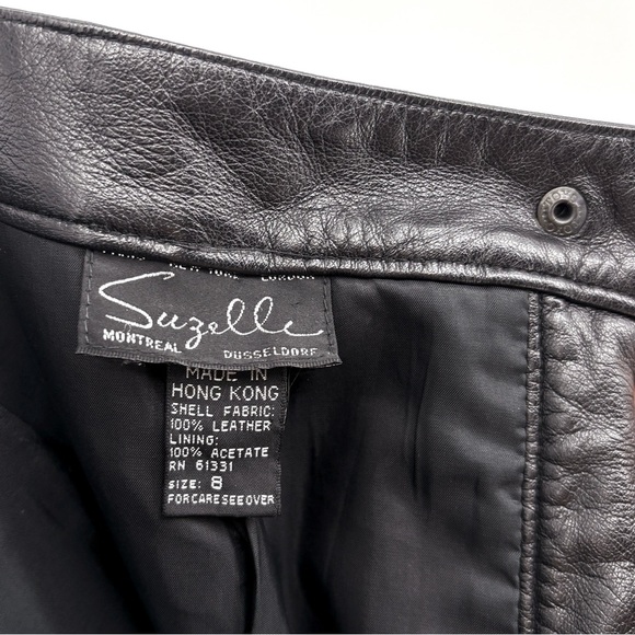 SUZELLE | Vintage 80's High-Waisted Leather Pencil Skirt in Black | Sz S - Picture 10 of 11